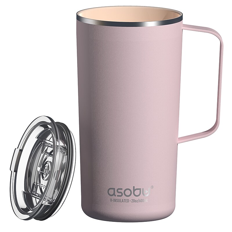 ASOBU Stainless Steel Double Wall Insulated Travel Mug, 20 oz., Pink (ADNANASM90P) image 1