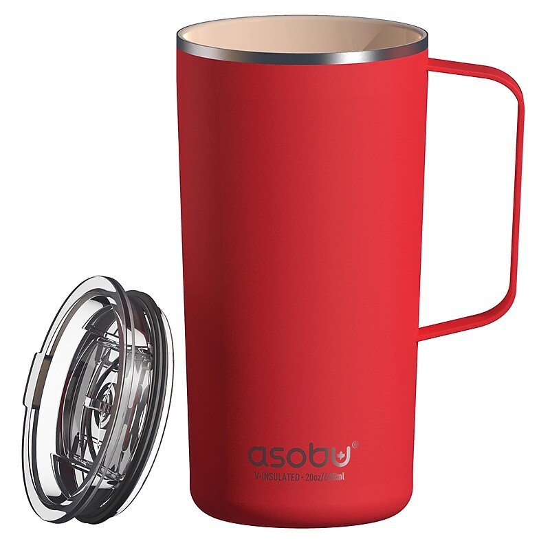 ASOBU Stainless Steel Double Wall Insulated Travel Mug, 20 oz., Red (ADNANASM90R) image 1