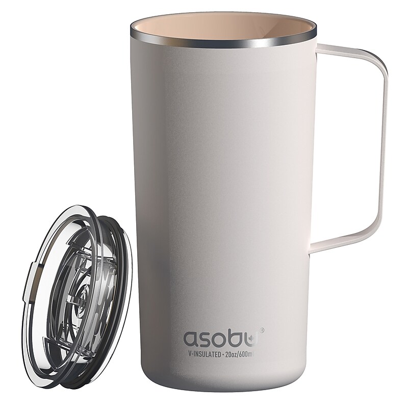 ASOBU Stainless Steel Double Wall Insulated Travel Mug, 20 oz., White (ADNANASM90W) image 1