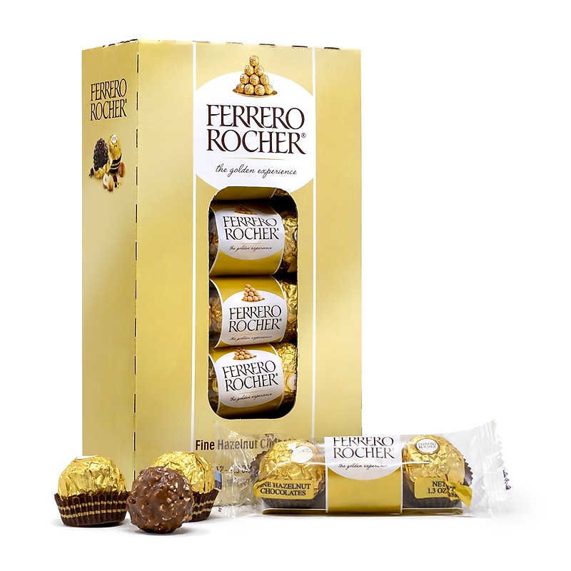 Ferrero Rocher Assorted Hazelnut Milk Chocolate Truffle, 15.6 oz., 12/Pack (220-02059) image 1