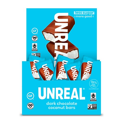 UNREAL Gluten Free Dark Chocolate Coconut Nut Bar, .53 oz., 40 Bars/Box