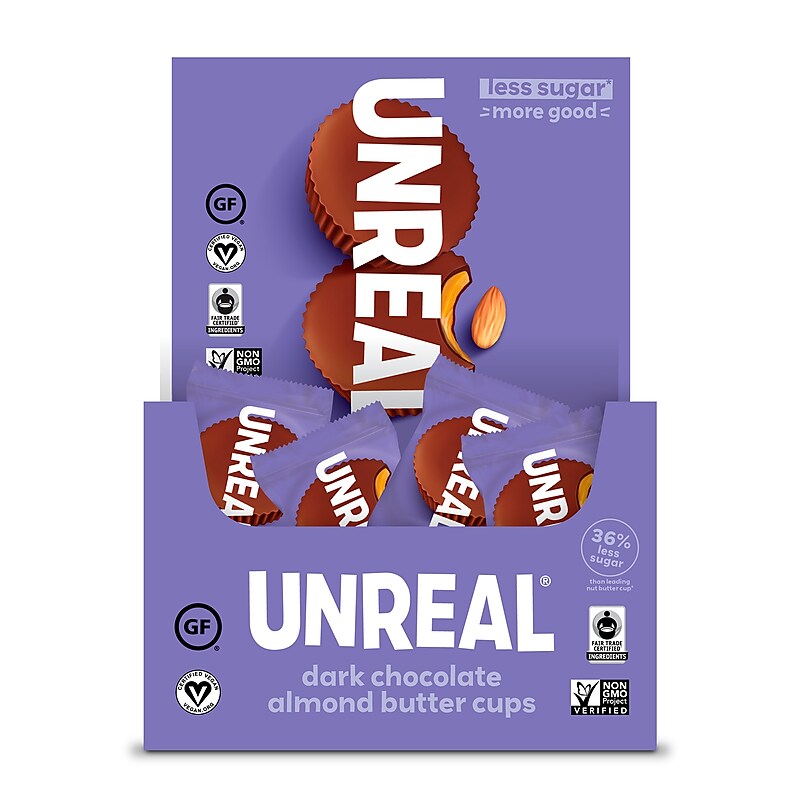 Unreal Dark Chocolate Almond Butter Cups, 0.53 Oz., 40/Pack (220-02089) image 1