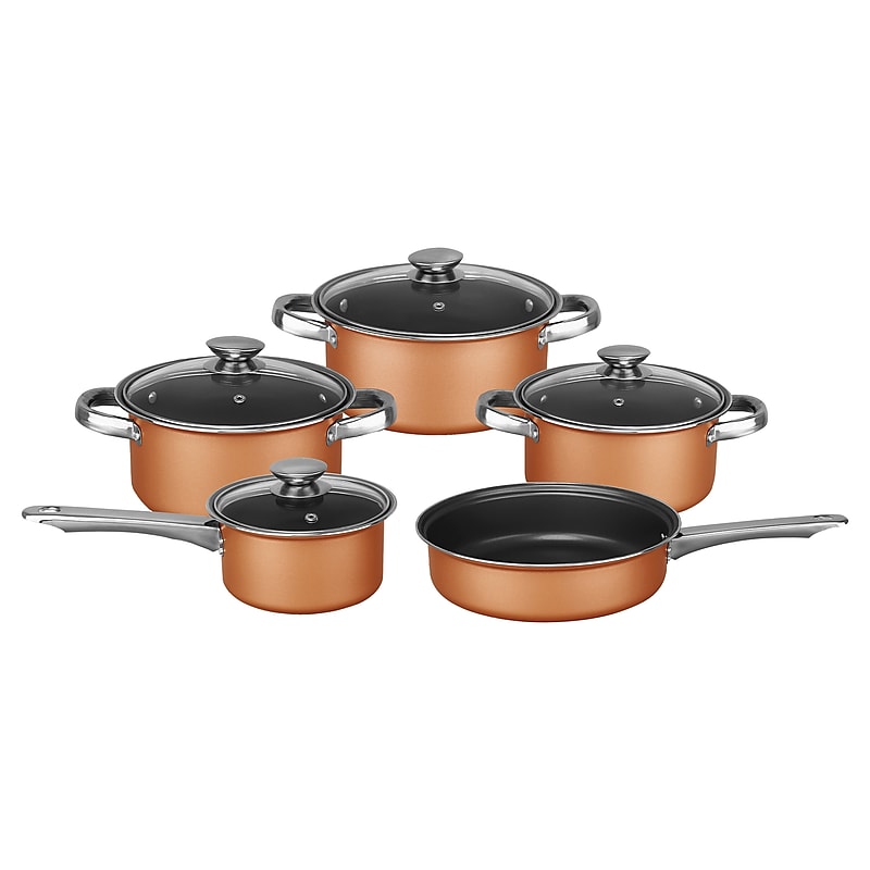 Brentwood 9-Piece Nonstick Copper-Clad Cookware Set with Glass Lids, (BPS-309C) image 1