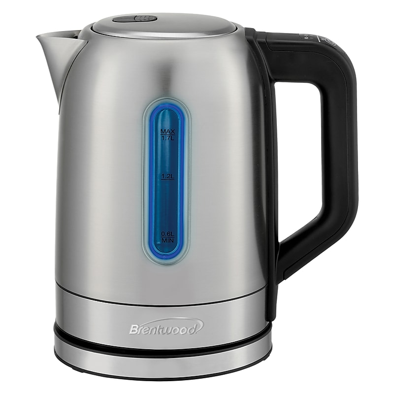 Brentwood Cordless Digital Stainless Steel Kettle with 5 Temperature Presets & Swivel Base, 1.79-Qt., (KT-1796DS) image 1