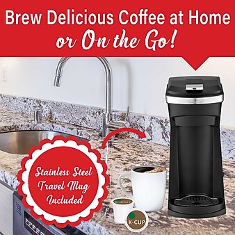 Brentwood Single-Serve Coffee Maker with Reusable Filter Basket for K-Cup Pods & Ground Coffee, Black (TS-1101BK)