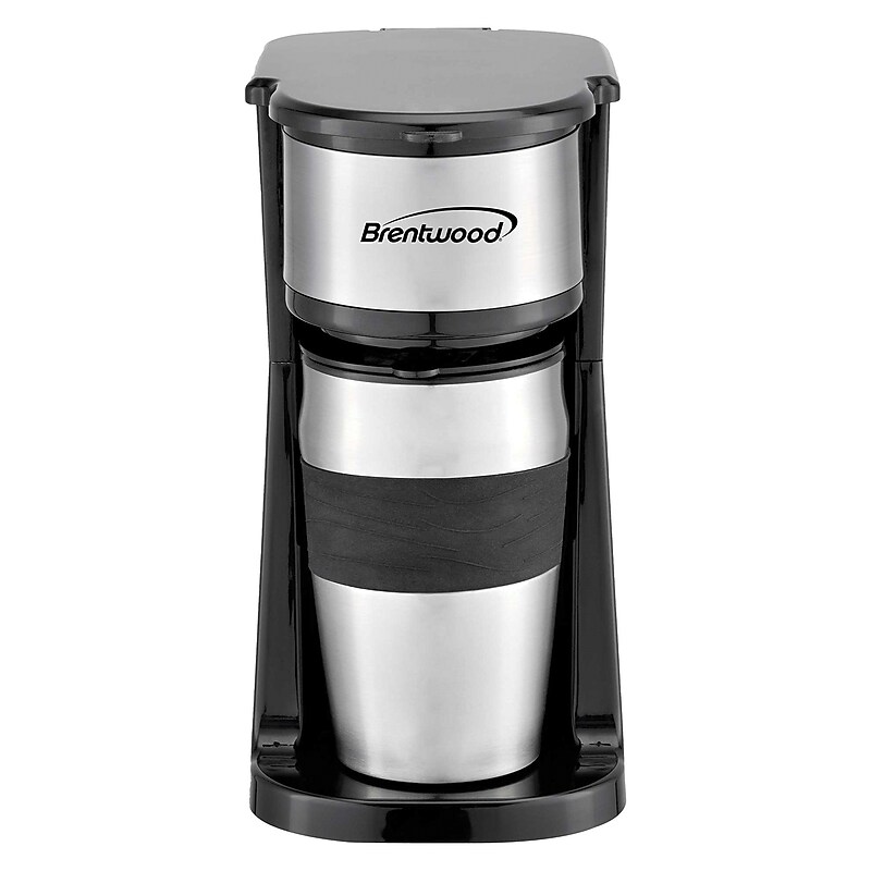 Brentwood Portable Single-Serve Coffee Maker with 14-Oz. Travel Mug, Black (TS-113BK) image 1