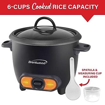 Brentwood 6-Cups-Cooked 300-Watt Rice Cooker, (TS-506BK)