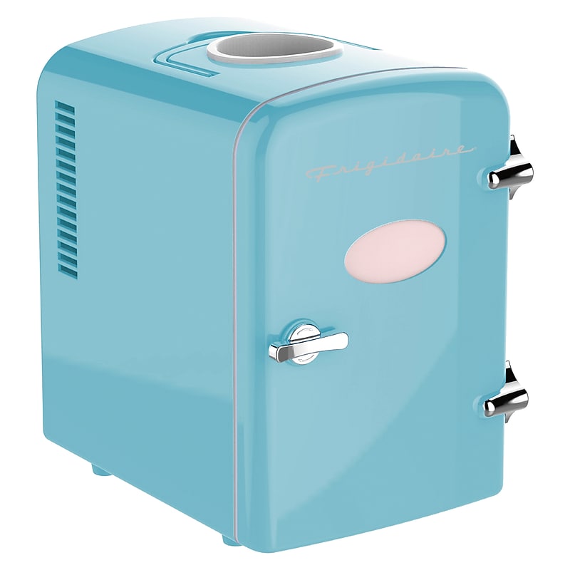 Frigidaire Retro 6+1-Can Mini Portable Fridge with Top-Mounted Active-Cooling Can Holder, Blue (EFMIS171-BLUE) image 1