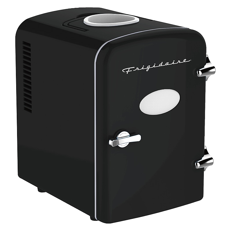 Frigidaire Retro 6+1-Can Mini Portable Fridge with Top-Mounted Active-Cooling Can Holder, Black (EFMIS171-BLACK) image 1