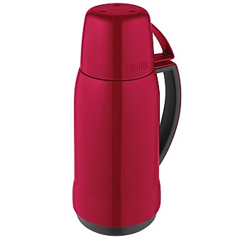 Thermos 17-Ounce Arc Series Vacuum-Insulated Glass Beverage Bottle, Assorted Colors (33105ATRI6)