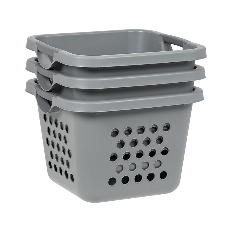 Iris Plastic Laundry Basket, Gray, 3/Pack (585088) image 1