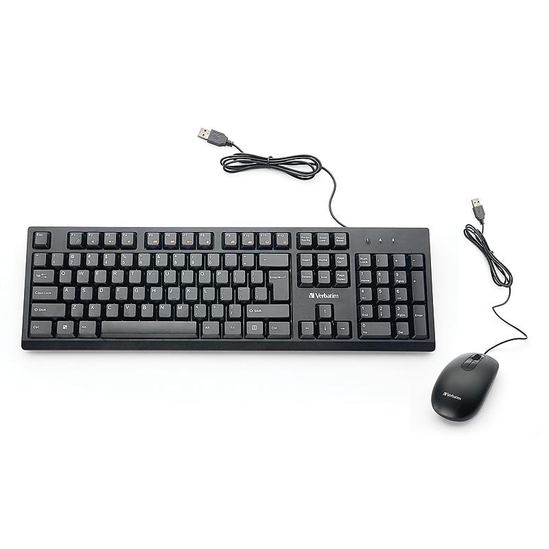 Verbatim Universal Wired Keyboard and Optical Mouse, Black (70734) image 1