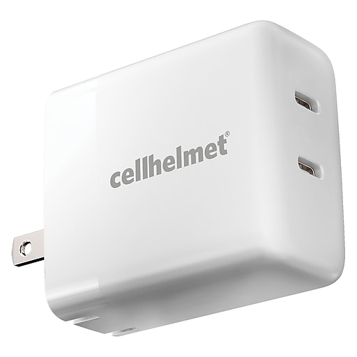 cellhelmet Dual Wall Black Charger with 2 USBC Ports, 20Watt, White
