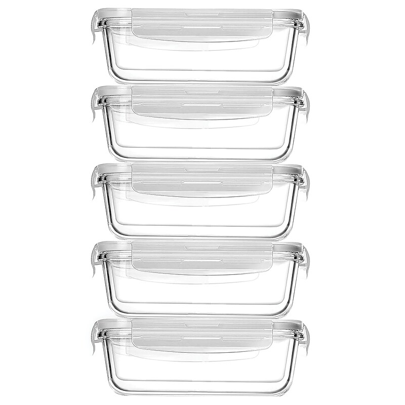 NutriChef Stackable Borosilicate Glass Food Storage Containers Set, 10-Piece (NCCLX5) image 1