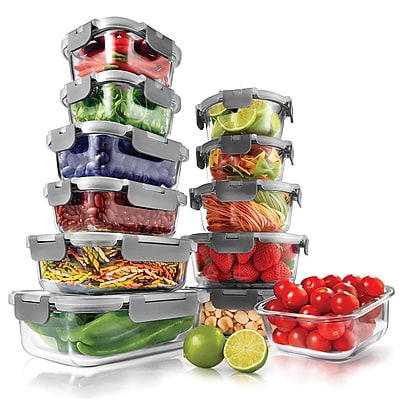 NutriChef Stackable Borosilicate Glass Food Storage Containers Set