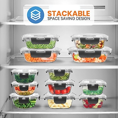 NutriChef Stackable Borosilicate Glass Food Storage Containers Set - Thumbnail 2