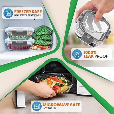 NutriChef Stackable Borosilicate Glass Food Storage Containers Set - Thumbnail 4