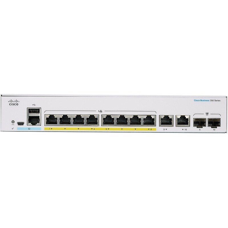 Cisco 350 CBS350-8FP-2G-NA 10 Ports Gigabit Ethernet Rack Mountable Switch image 1