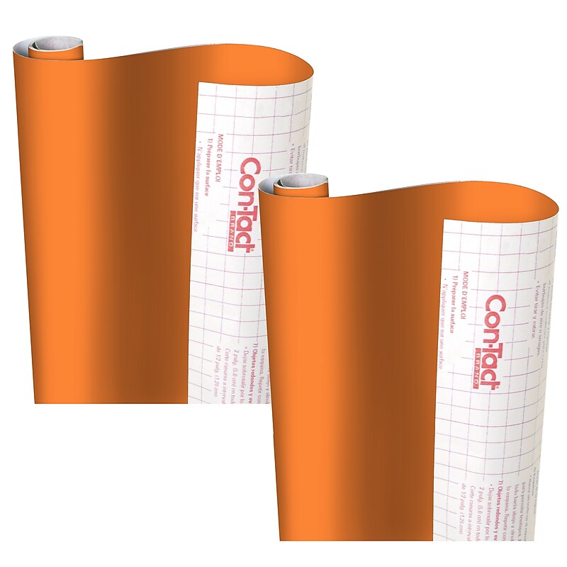 Con-Tact Creative Covering™ Adhesive Covering, 18" x 16' Per Roll, Orange, 2 Rolls (KIT16FC9A1K206-2) image 1