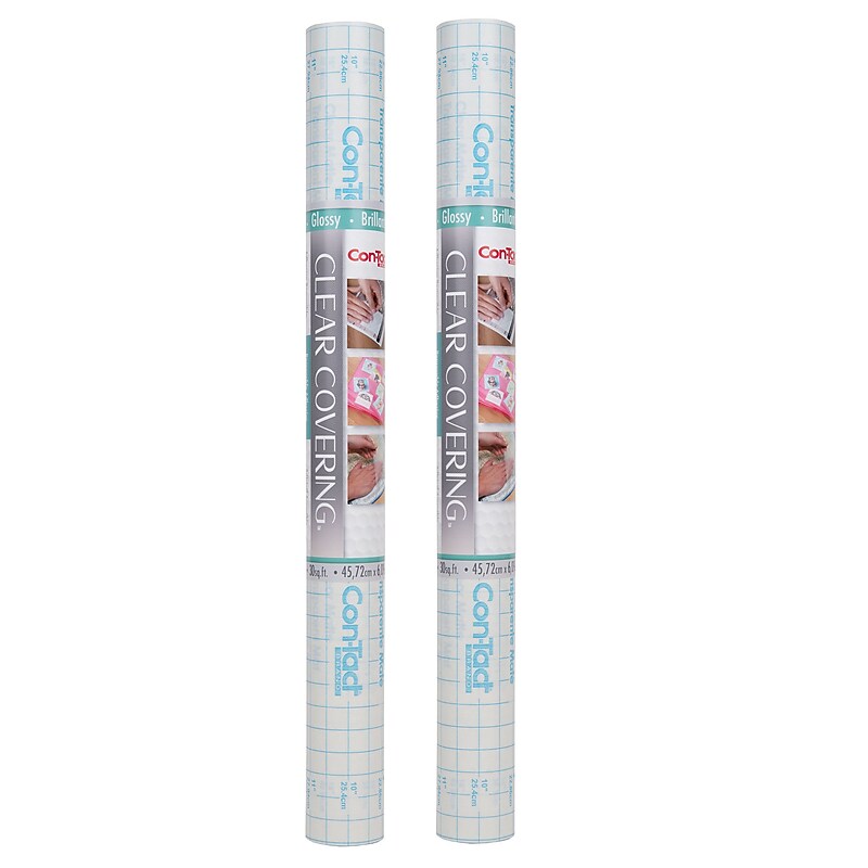 Con-Tact Creative Covering™ Adhesive Covering, 18" x 16' Per Roll, Clear Glossy, 2 Rolls (KIT16FC9AD7206-2) image 1