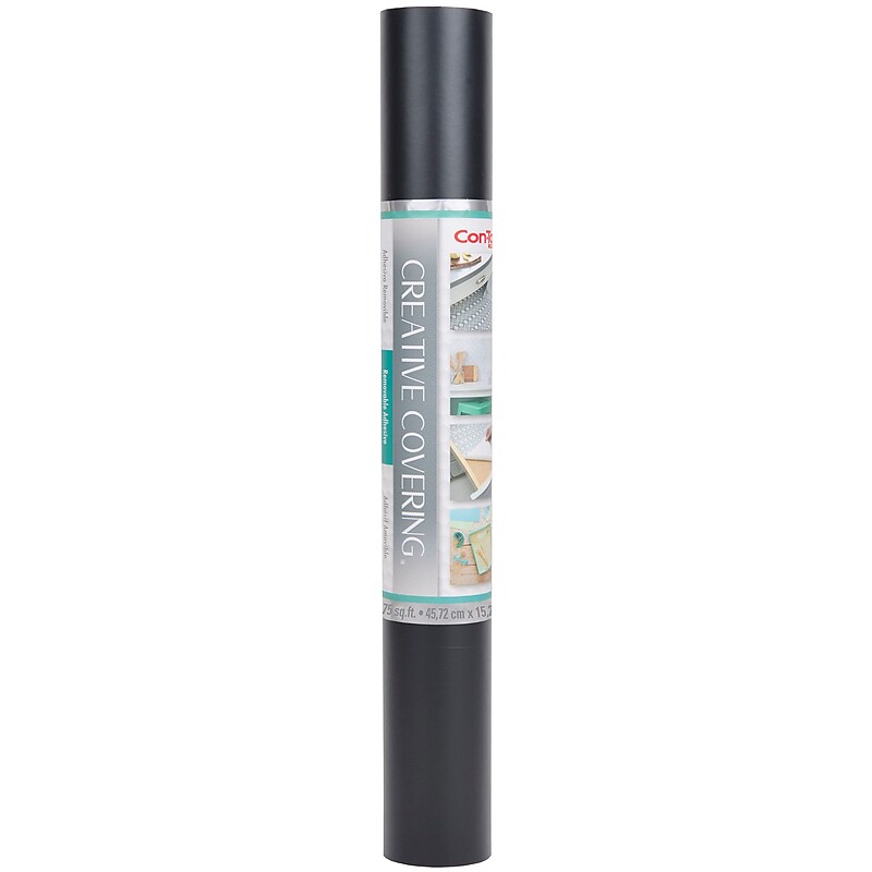 Con-Tact® Creative Covering™ Adhesive Covering, 18" x 50', Black, 1 Roll (KIT50FC9A93606) image 1