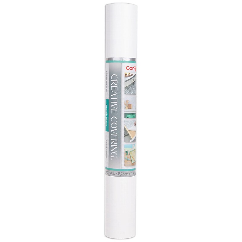 Con-Tact® Creative Covering™ Adhesive Covering, 18" x 50', White, 1 Roll (KIT50FC9A95606) image 1