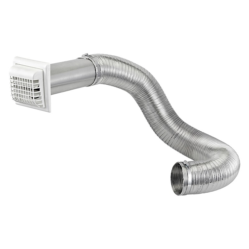 Lambro White 4" x 8' UL 2158A Premium Flexible Semi-Rigid Duct Louvered Vent Kit (1379WG-R) image 1