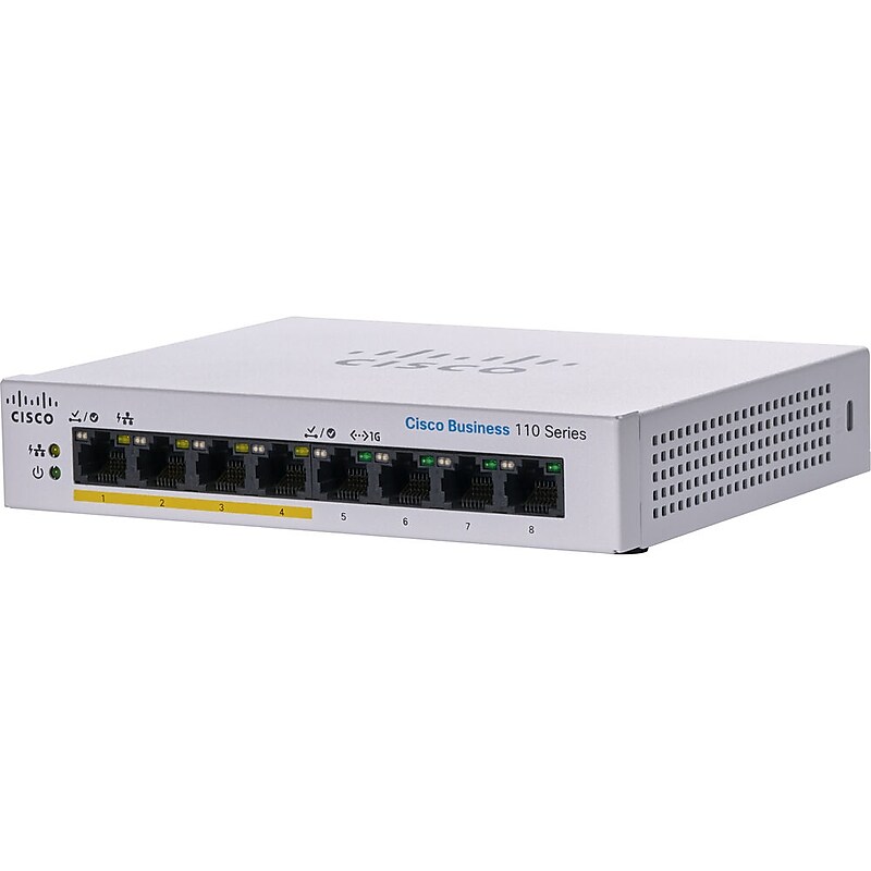 Cisco 110 8-Port Gigabit Ethernet Managed Switch, Silver (CBS1108PPDNA) image 1