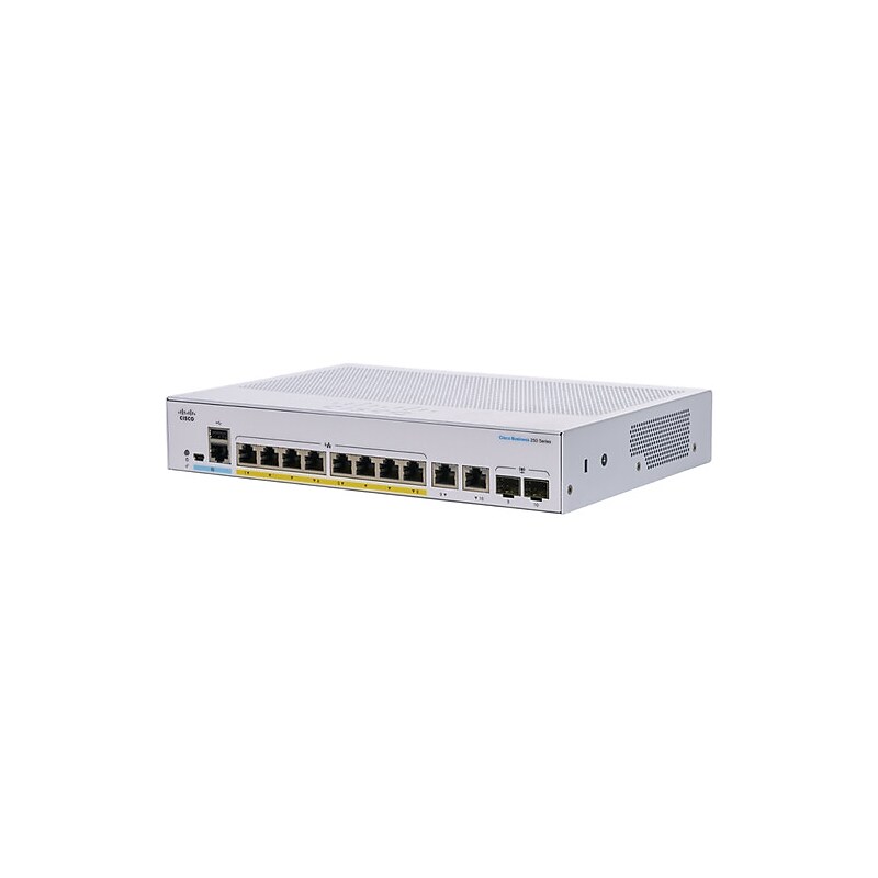 Cisco 250 8-Port Gigabit Ethernet Managed Switch, Silver (CBS2508PE2GNA) image 1