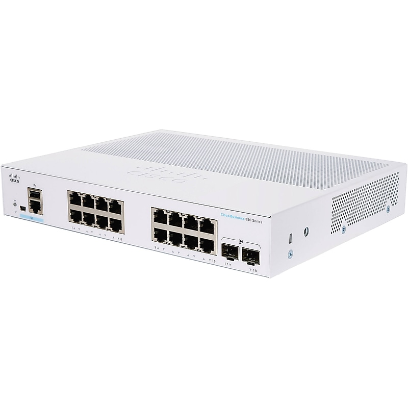 Cisco 350 16-Port Gigabit Ethernet Managed Switch, Silver (CBS35016T2GNA) image 1