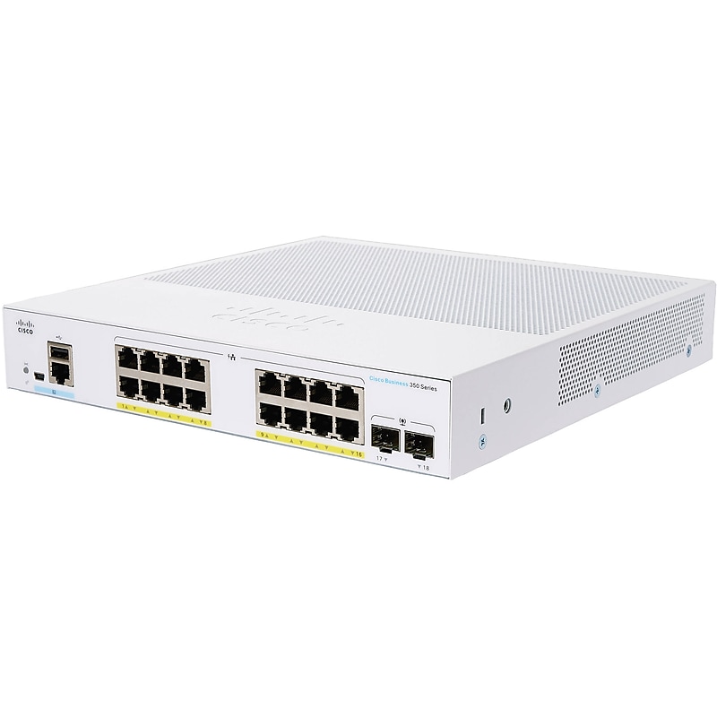 Cisco 350 16-Port Gigabit Ethernet Managed Switch, Silver (CBS35016PE2GNA) image 1