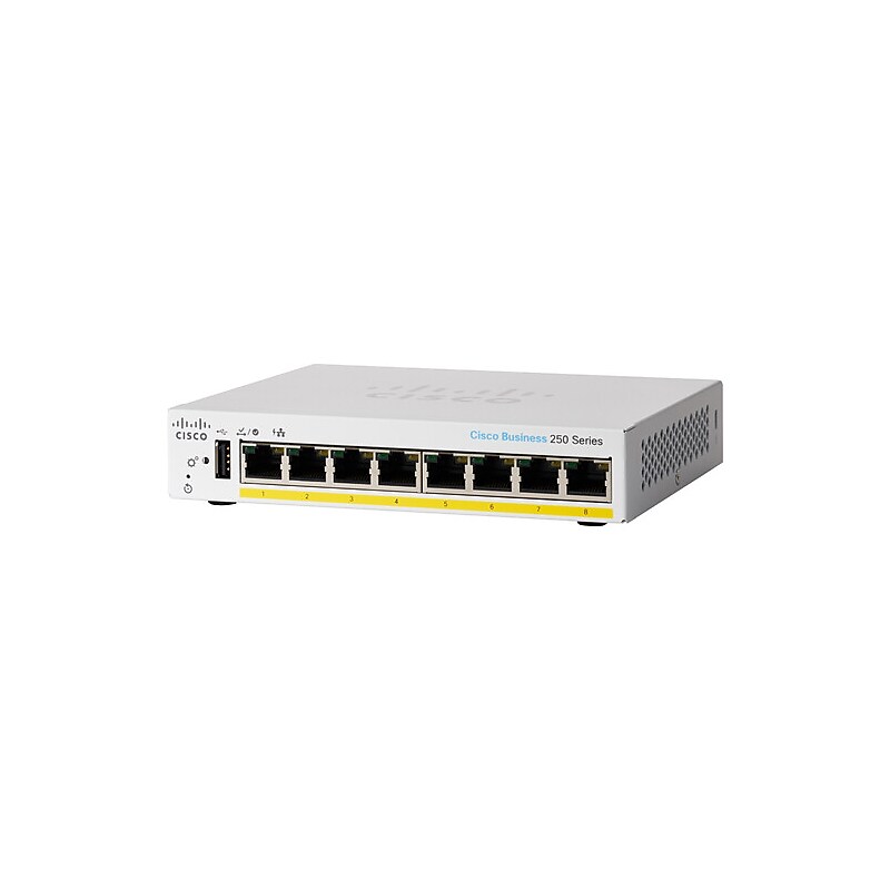 Cisco 250 8-Port Gigabit Ethernet Managed Switch, Silver (CBS2508PPDNA) image 1