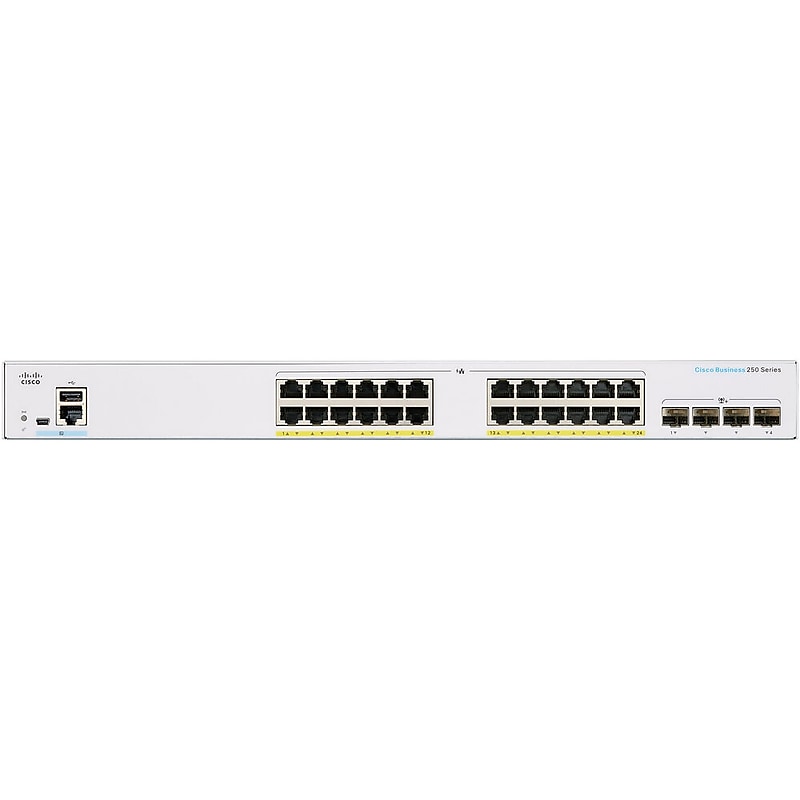 Cisco 250 24-Port Gigabit Ethernet Managed Switch, Silver (CBS25024T4XNA) image 1