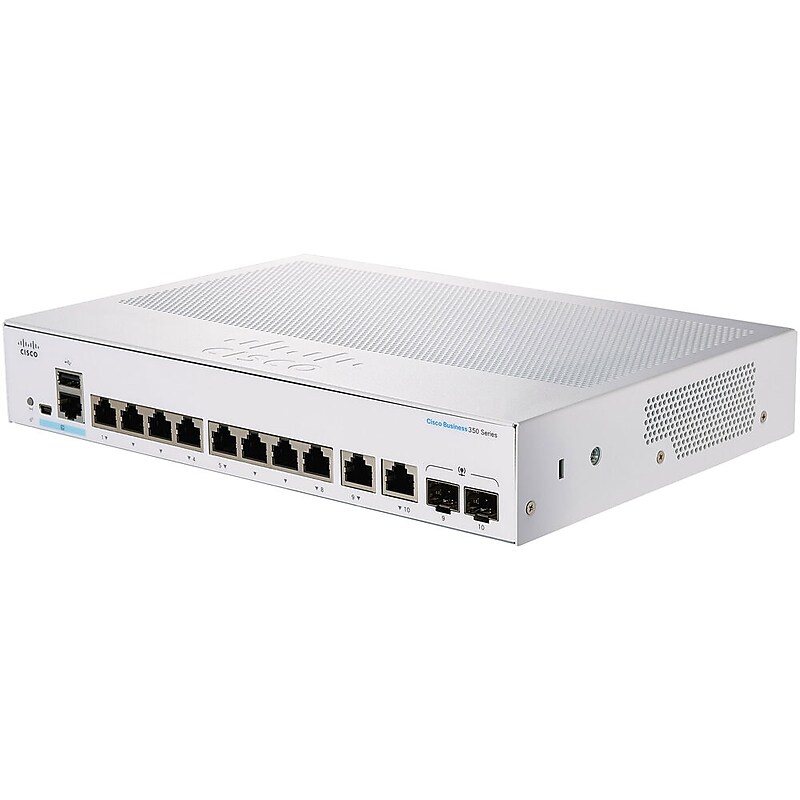 Cisco 350 10-Port Gigabit Ethernet Managed Switch, Silver (CBS3508TE2GNA) image 1
