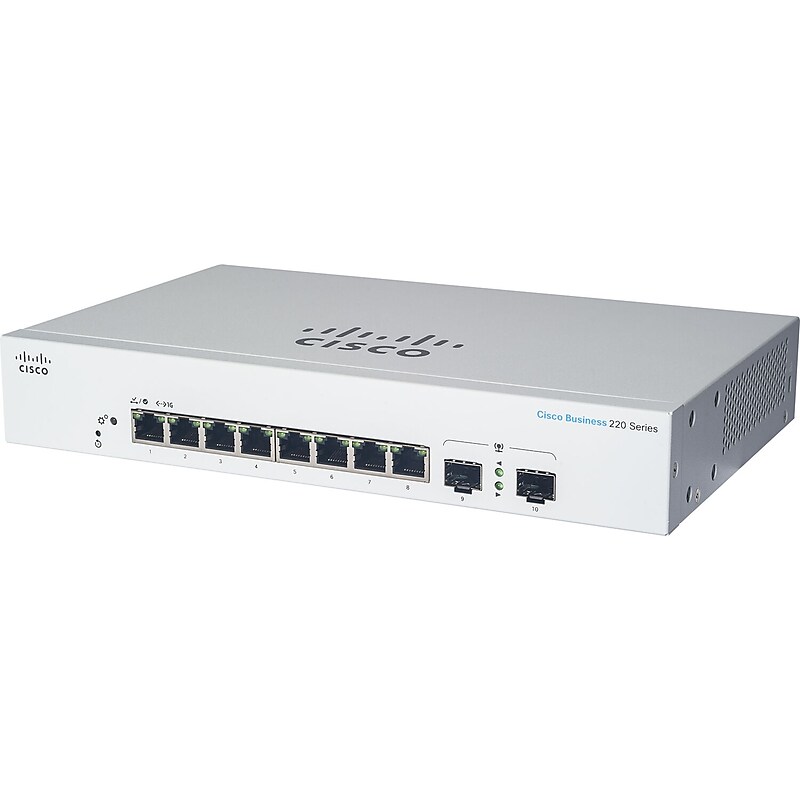 Cisco 220 8-Port Gigabit Ethernet Managed Switch, Silver (CBS2208FPE2GNA) image 1