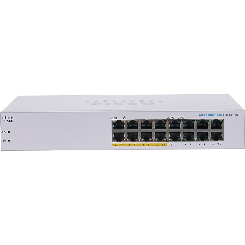 Cisco 110 16-Port Gigabit Ethernet Managed Switch, Silver (CBS11016PPNA) image 1