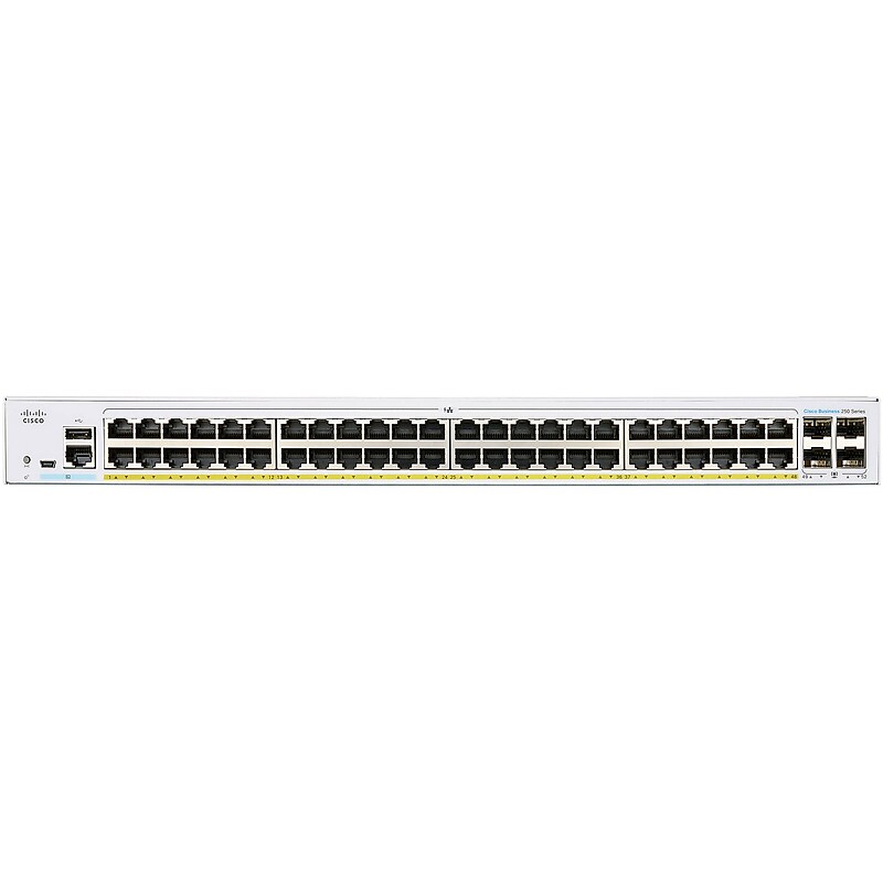 Cisco 250 48-Port Gigabit Ethernet Managed Switch, Silver (CBS25048PP4GNA) image 1