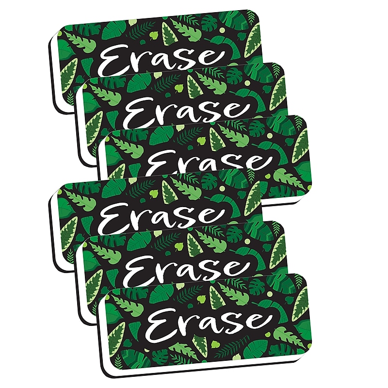 Ashley Productions Magnetic Whiteboard Eraser, Greenery with Erase, 2" x 5", Pack of 6 image 1
