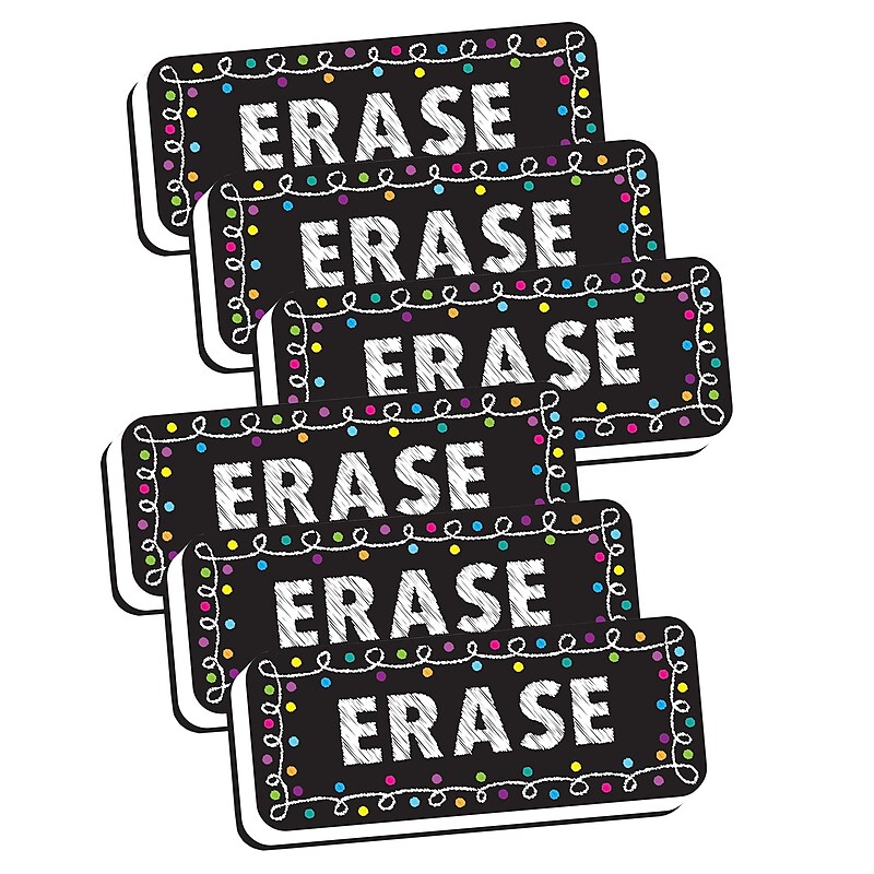 Ashley Productions Magnetic Whiteboard Eraser, Chalk Loops, 2" x 5", Pack of 6 image 1