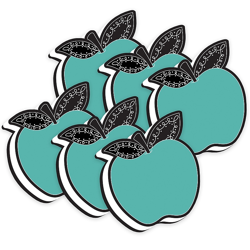 Ashley Productions Magnetic Whiteboard Eraser, Teal Apple with Chalk Loop Leaves, Pack of 6 image 1