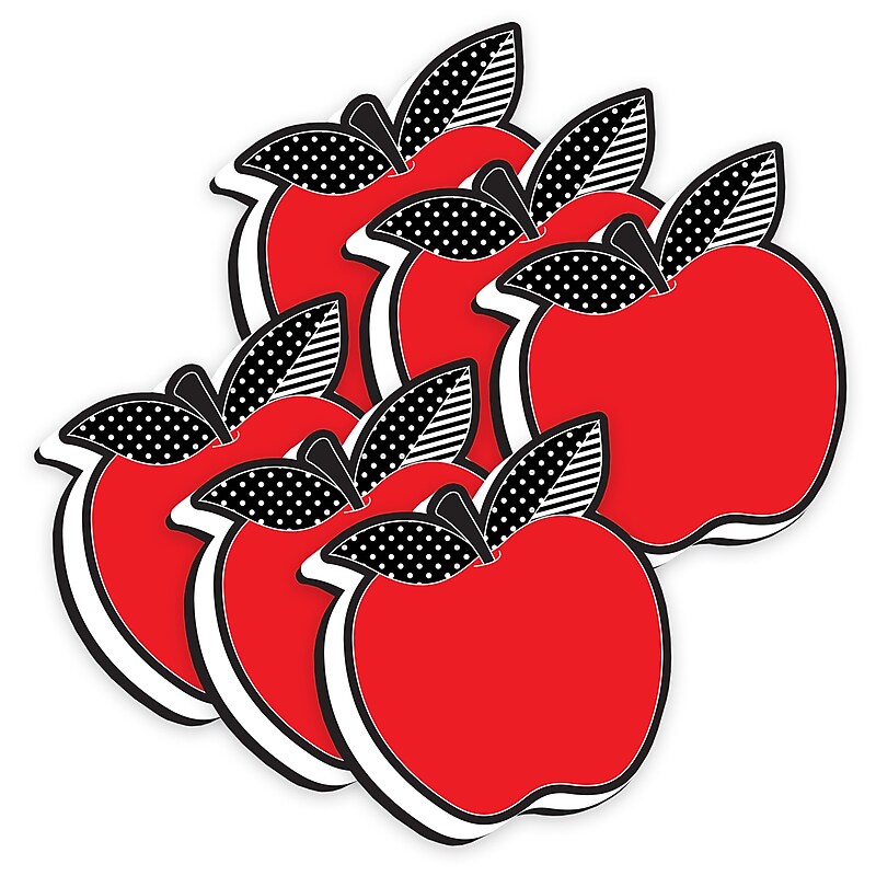 Ashley Productions Magnetic Whiteboard Eraser, Red Apple with Black and White Leaves, Pack of 6 image 1