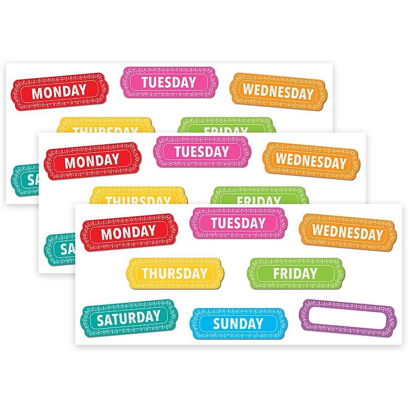 Ashley Productions Magnetic Die-Cut Timesavers & Labels, Days of the Week, Chalk Loops, 8 Per Pack, 3 Packs image 1