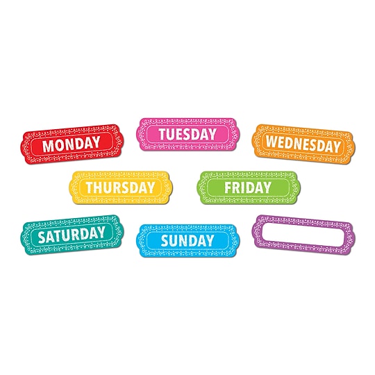 Ashley Productions Magnetic Die-Cut Timesavers & Labels, Days of the Week, Chalk Loops, 8 Per Pack, 3 Packs~#|#~sp184524238_sc7