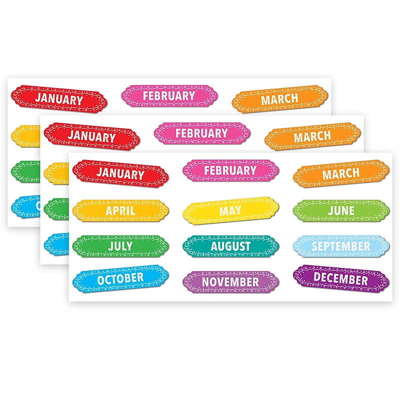 Ashley Productions Magnetic Die-Cut Timesavers & Labels, Months of the Year, Chalk Loops, 12 Per Pack, 3 Packs image 1