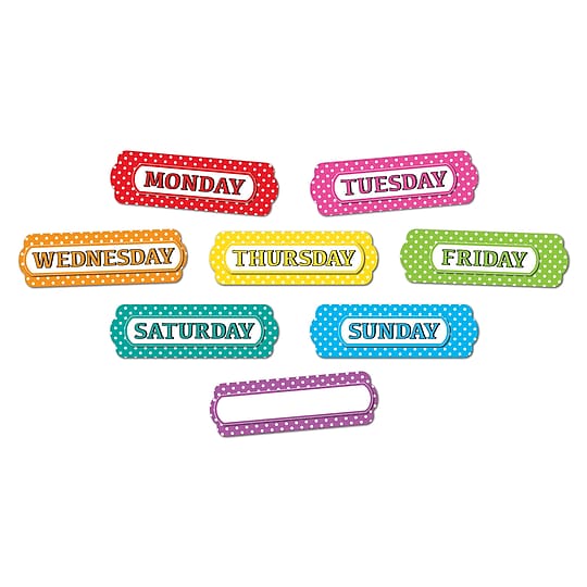 Ashley Productions Magnetic Die-Cut Timesavers & Labels, Days of the Week, Assorted Colors, 8 Per Pack, 3 Packs~#|#~sp184524242_sc7