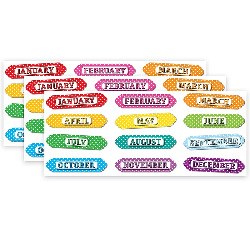 Ashley Productions Magnetic Die-Cut Timesavers & Labels, Months of the Year, Assorted Colors, 12 Per Pack, 3 Packs image 1