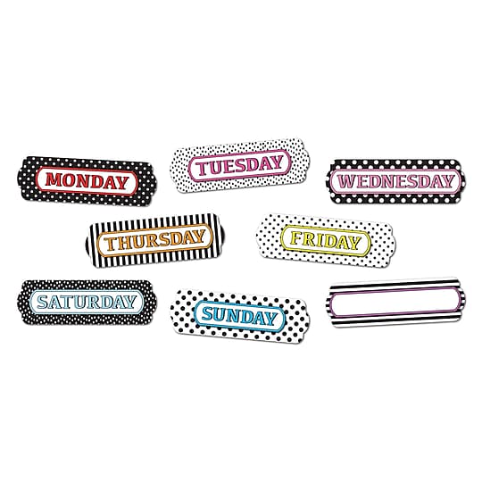 Ashley Productions Magnetic Die-Cut Timesavers & Labels, Days of the Week, Assorted Patterns, 8 Per Pack, 3 Packs~#|#~sp184524246_sc7