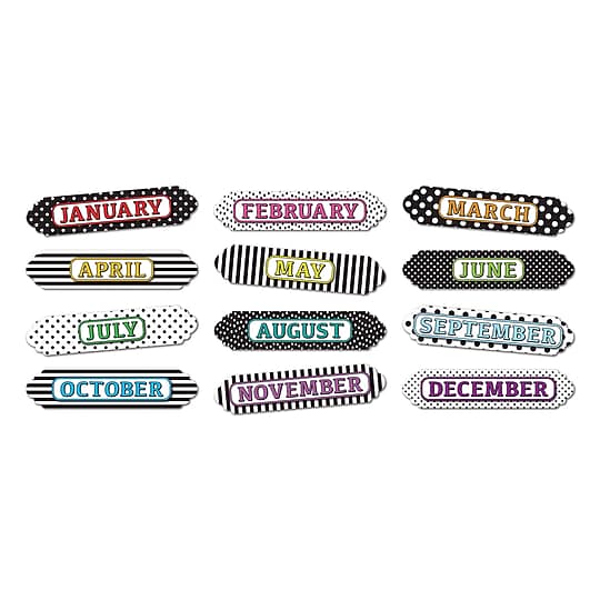 Ashley Productions Magnetic Die-Cut Timesavers & Labels, Months of the Year, Assorted Patterns, 12 Per Pack, 3 Packs~#|#~sp184524248_sc7
