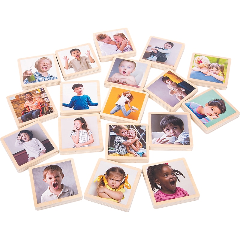 TickiT My Emotions Wooden Tiles, Assorted Colors, 18/Set (CTU73494) image 1
