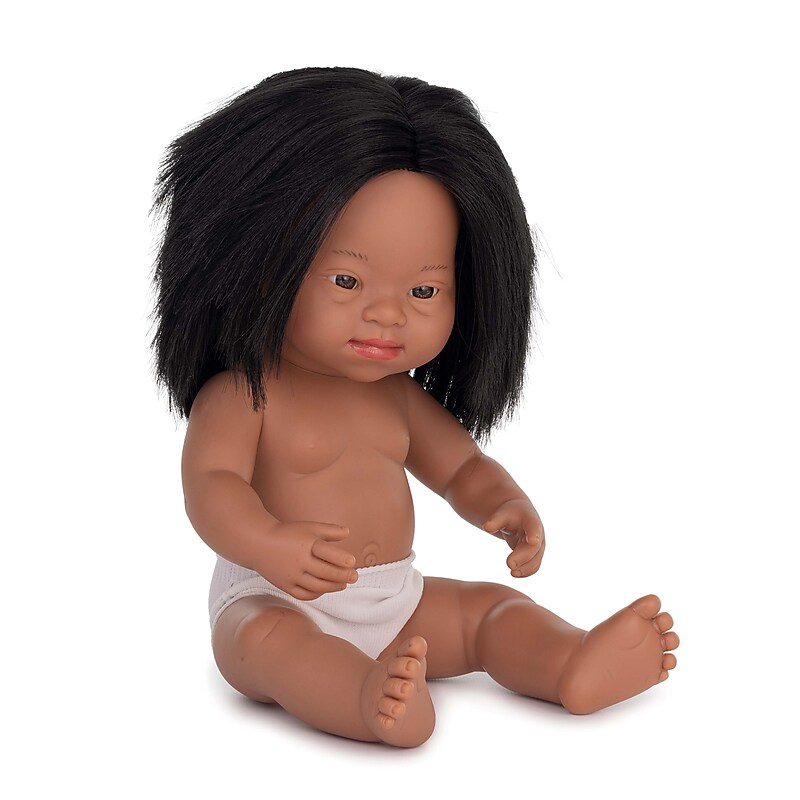 MINILAND Anatomically Correct 15" Baby Doll, Down Syndrome Hispanic Girl (MLE31238) image 1
